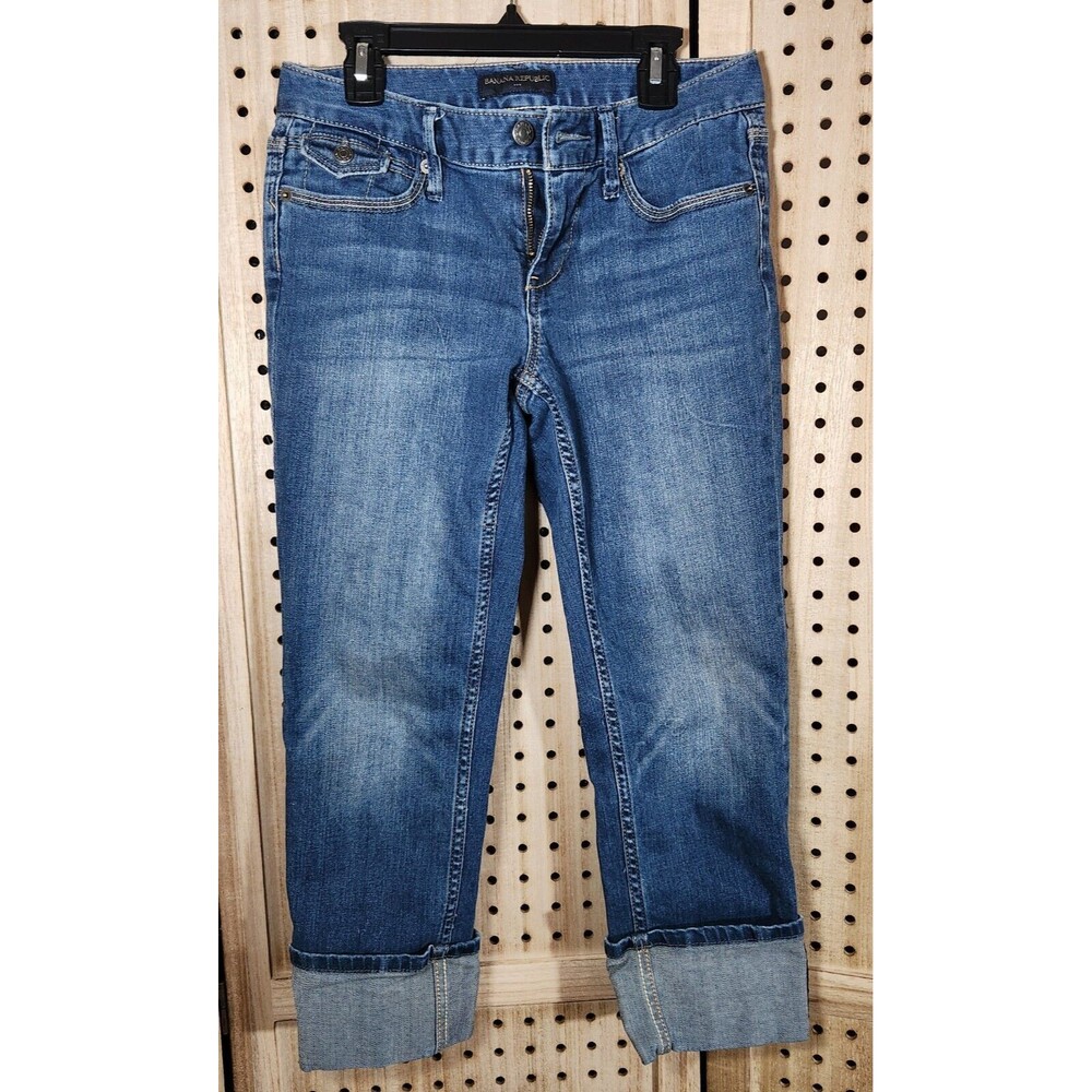 Banana Republic Jeans Womens 25/0R Skinny  Folded Cuffs Denims Pants Medium Wash